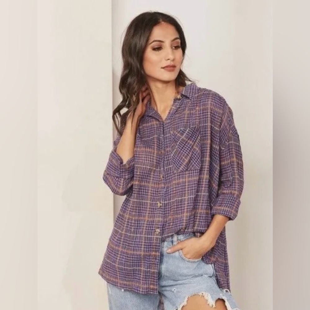 Free People plaid tunic